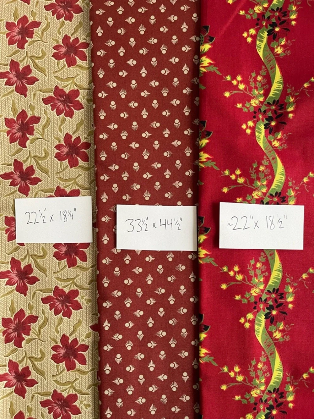🧵$10 OFF $30✨ Cotton Quilting Fabric Red Floral Bundle Remnants
